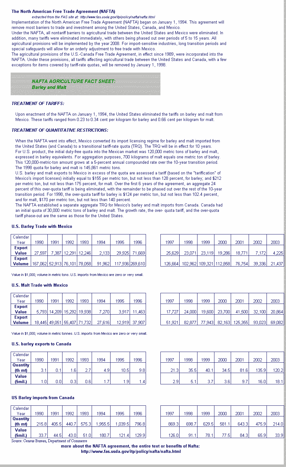 The North American Free Trade Agreement (NAFTA)